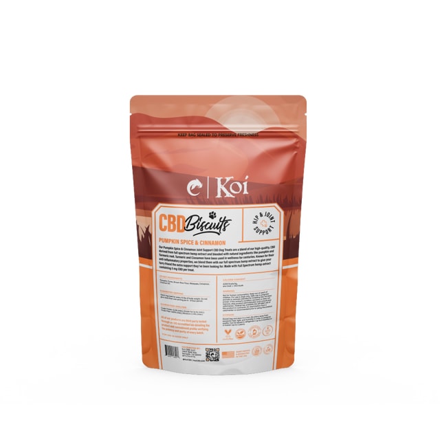 Koi Pets, Koi CBD Dog Biscuits Joint Support, Pumpkin Spice & Cinnamon, Full Spectrum, 30ct 150mg CBD