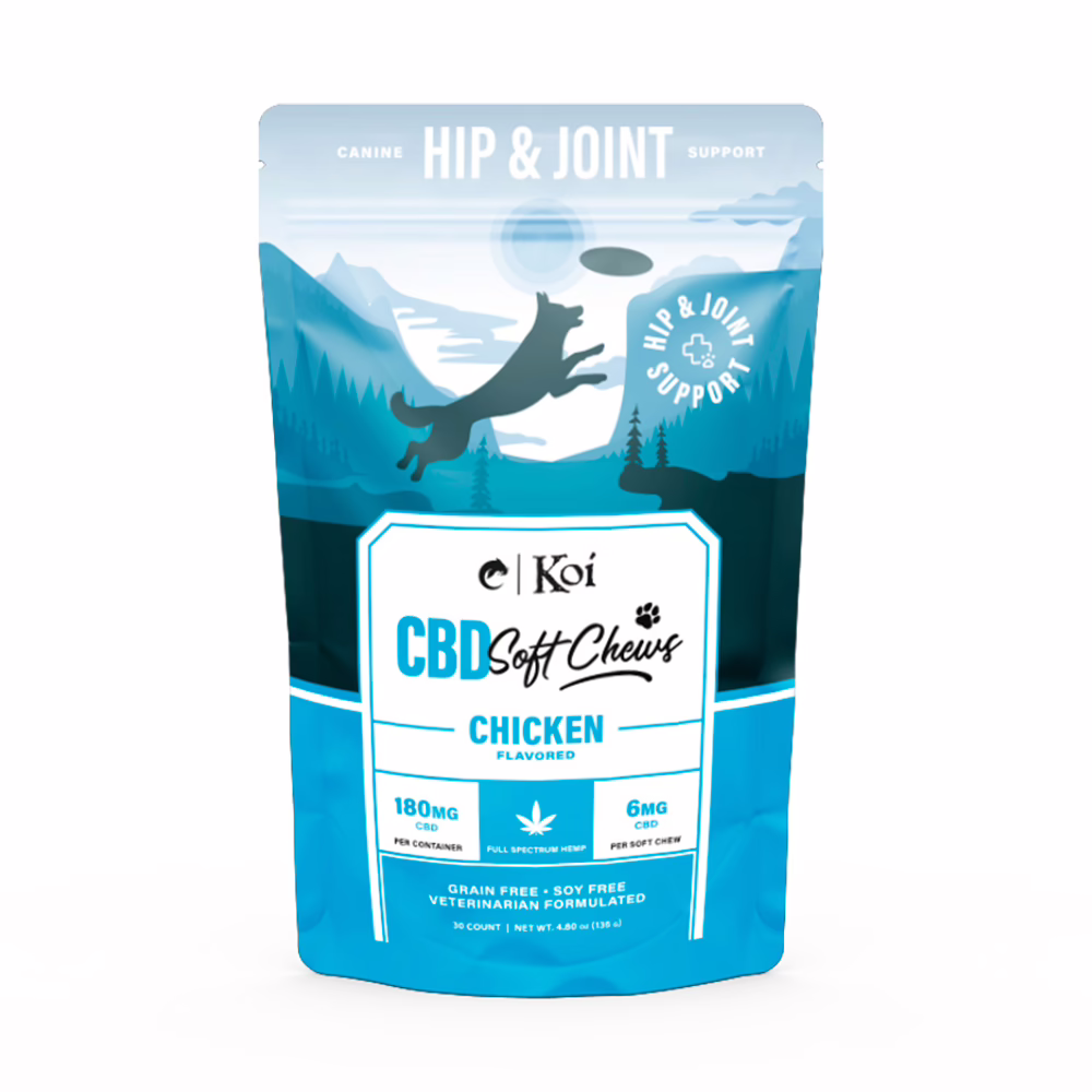 Koi Pets, Koi Hip & Joint CBD Soft Chews, Chicken, Full Spectrum, 30ct, 180mg CBD Koi Pets, Koi Hip & Joint CBD Soft Chews, Chicken, Full Spectrum, 30ct, 180mg CBD
