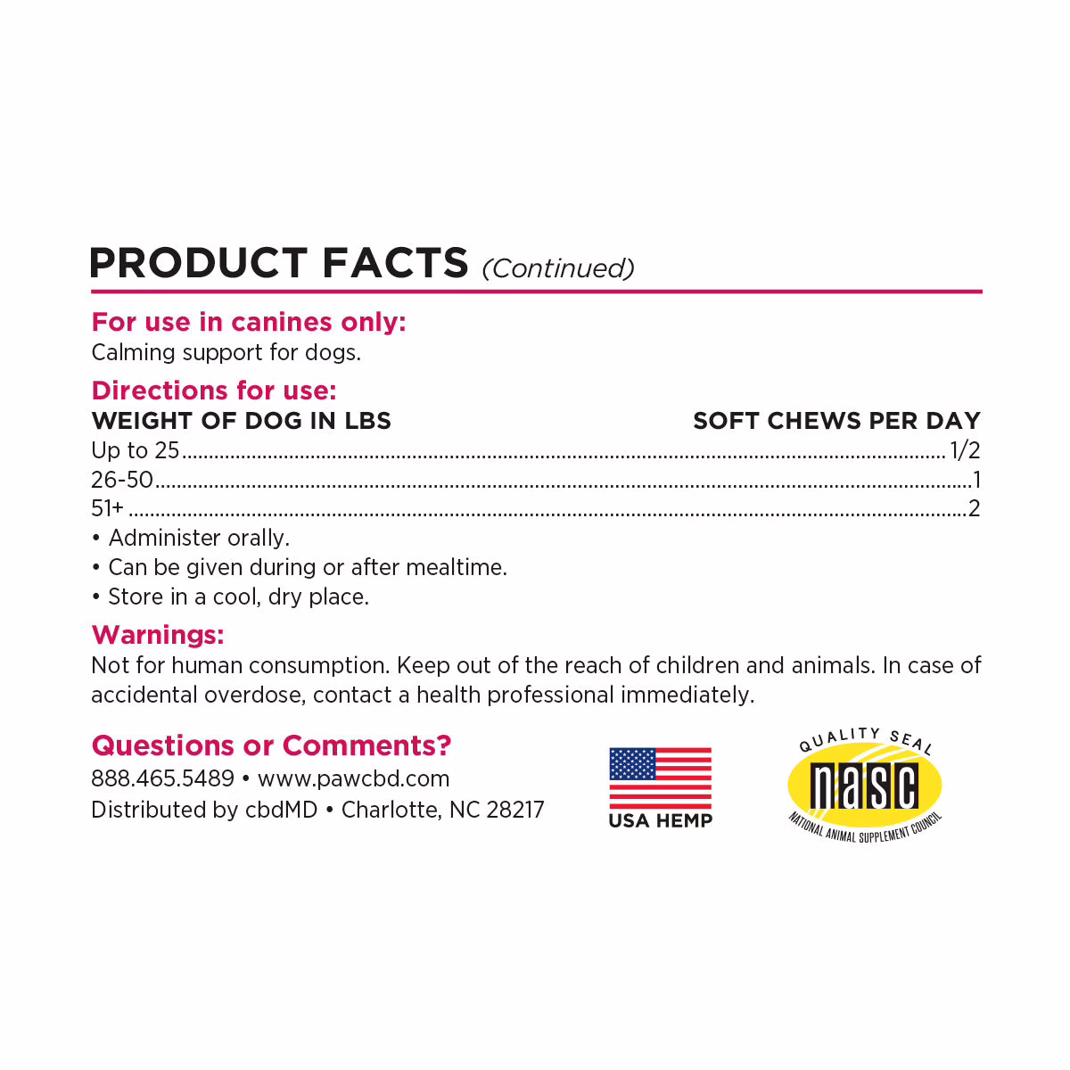Paw CBD, Pet CBD Calming Soft Chews for Large Dogs, Turkey, Broad Spectrum THC-Free, 30ct, 600mg CBD