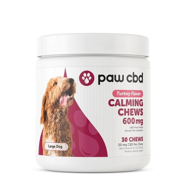Paw CBD, Pet CBD Calming Soft Chews for Large Dogs, Turkey, Broad Spectrum THC-Free, 30ct, 600mg CBD