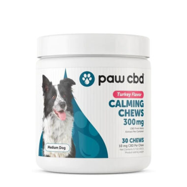 Paw CBD, Pet CBD Calming Soft Chews for Medium Dogs, Turkey, Broad Spectrum THC-Free, 30ct, 300mg CBD