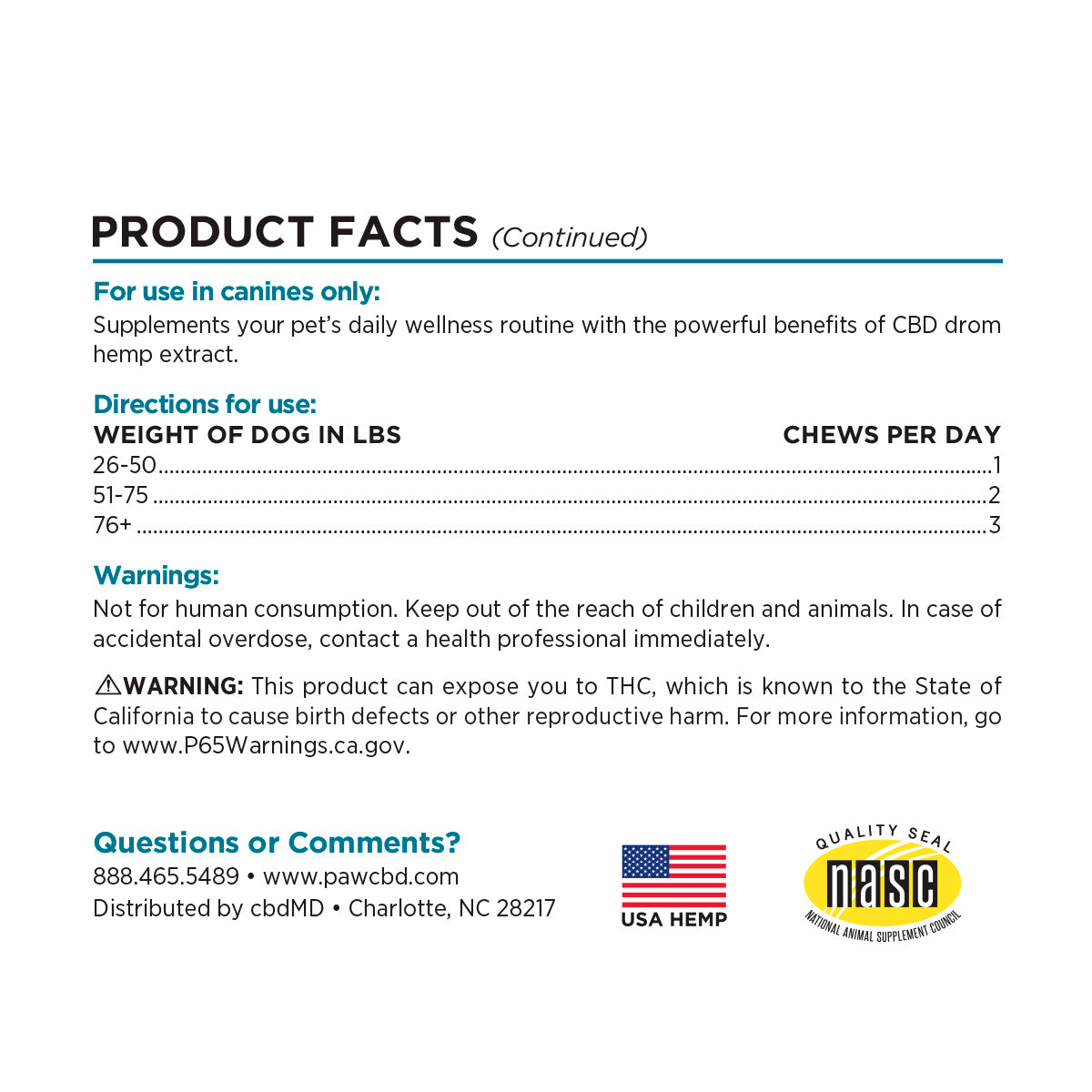 Paw CBD, Pet CBD Oil Hard Chews for Medium Dogs, Peanut Butter, Broad Spectrum THC-Free, 30ct, 300mg CBD