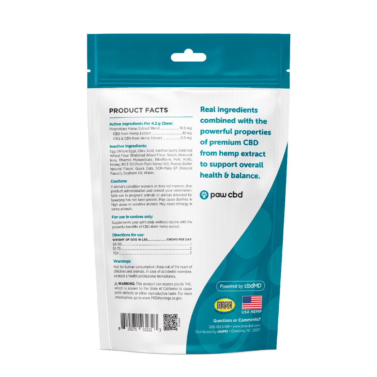 Paw CBD, Pet CBD Oil Hard Chews for Medium Dogs, Peanut Butter, Broad Spectrum THC-Free, 30ct, 300mg CBD