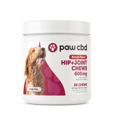 Paw CBD, Pet CBD Hip & Joint Soft Chews for Large Dogs, Bacon, Broad Spectrum THC-Free, 30ct, 600mg CBD