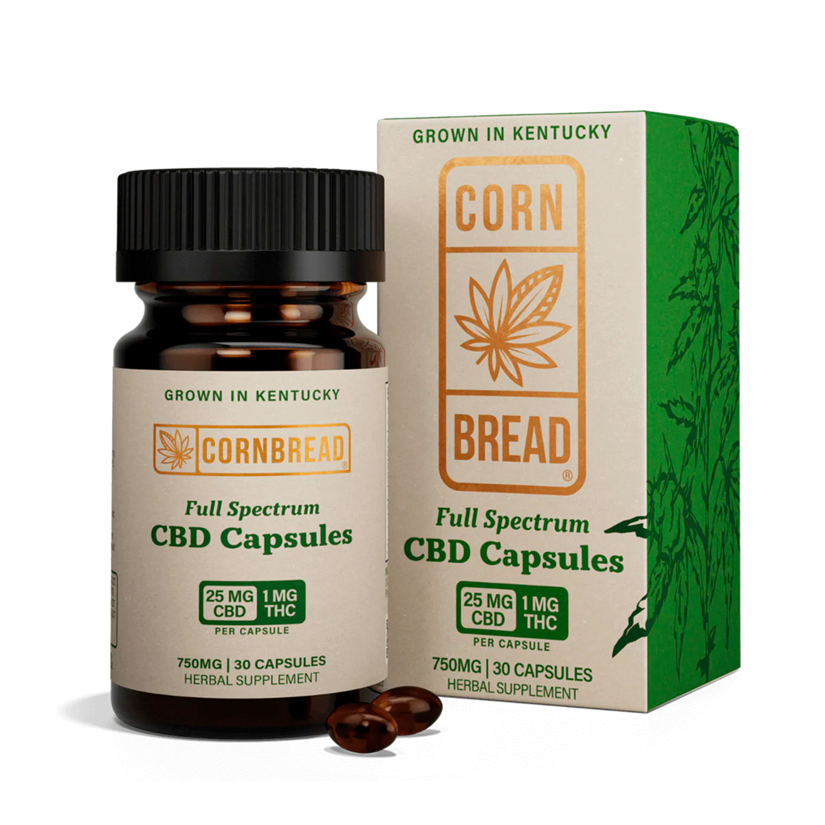 Cornbread Hemp, CBD Capsules, Full Spectrum, 30ct, 30mg THC + 750mg CBD