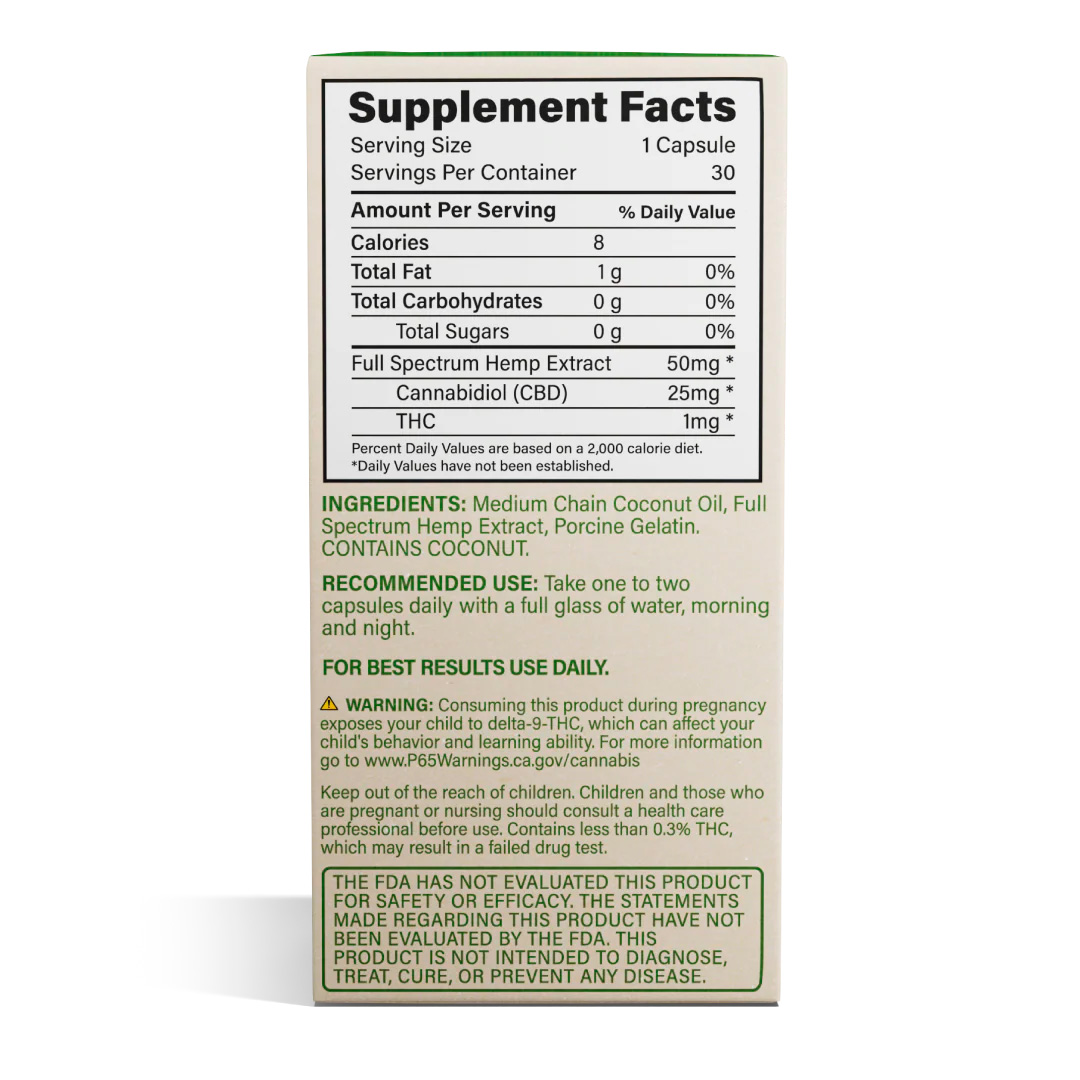 Cornbread Hemp, CBD Capsules, Full Spectrum, 30ct, 30mg THC + 750mg CBD