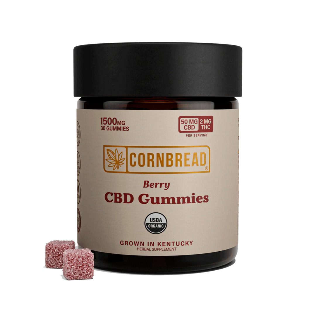 Cornbread Hemp, CBD Gummies, Berry, Full Spectrum, 30ct, 60mg THC + 1500mg CBD Cornbread Hemp, CBD Gummies, Berry, Full Spectrum, 30ct, 60mg THC + 1500mg CBD