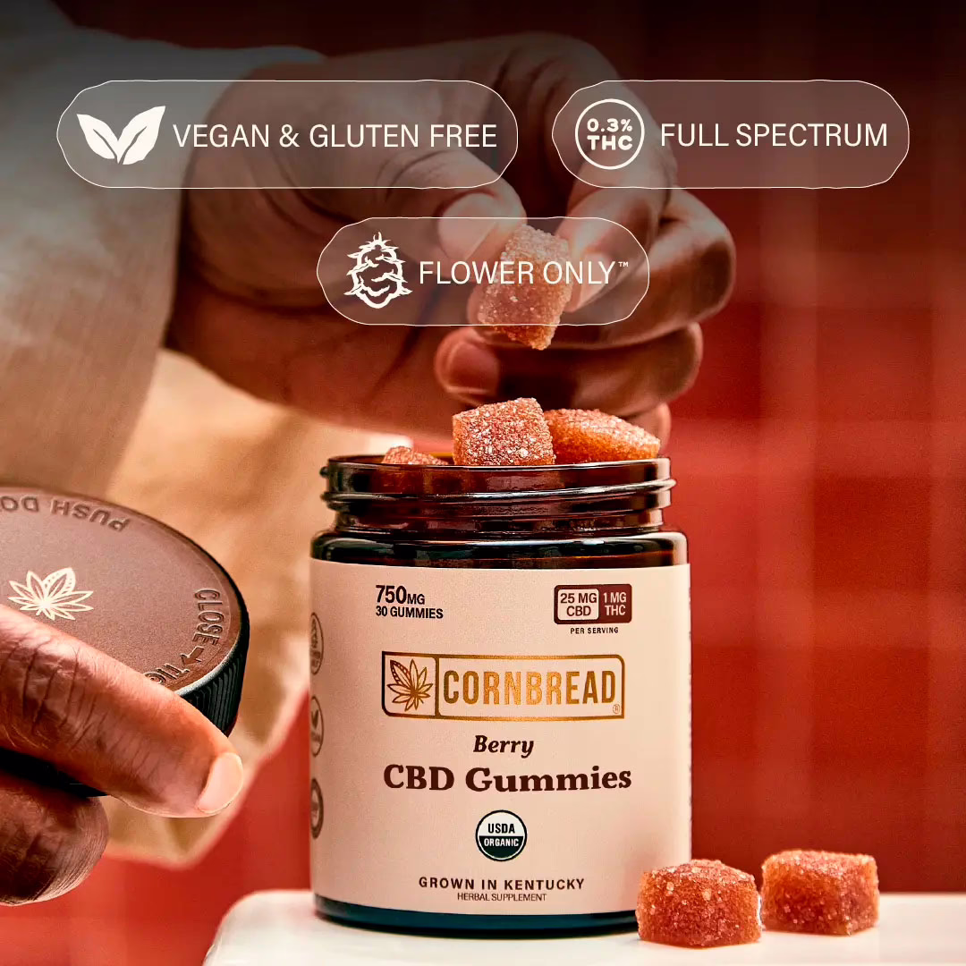Cornbread Hemp, CBD Gummies, Berry, Full Spectrum, 30ct, 60mg THC + 1500mg CBD