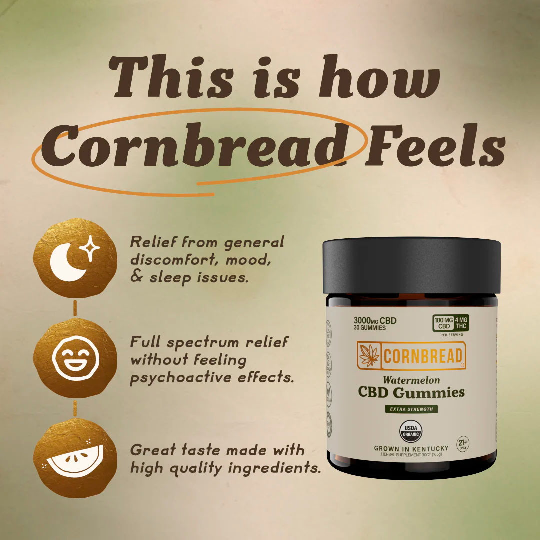 Cornbread Hemp, CBD Gummies, Watermelon, Full Spectrum, 30ct, 30mg THC + 750mg CBD