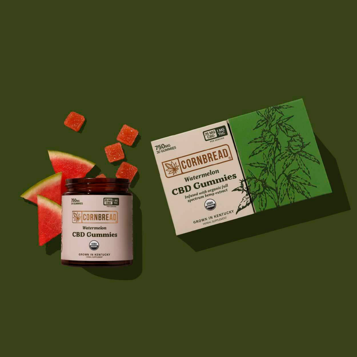 Cornbread Hemp, CBD Gummies, Watermelon, Full Spectrum, 30ct, 60mg THC + 1500mg CBD