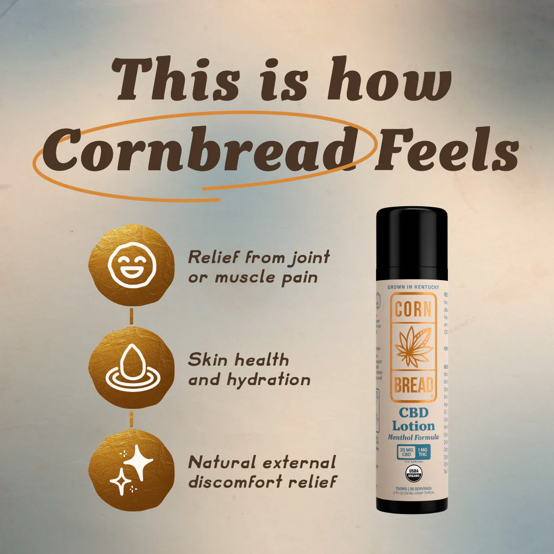 Cornbread Hemp, CBD Lotion + Menthol, Full Spectrum, 1.7fl oz, 30mg THC + 750mg CBD