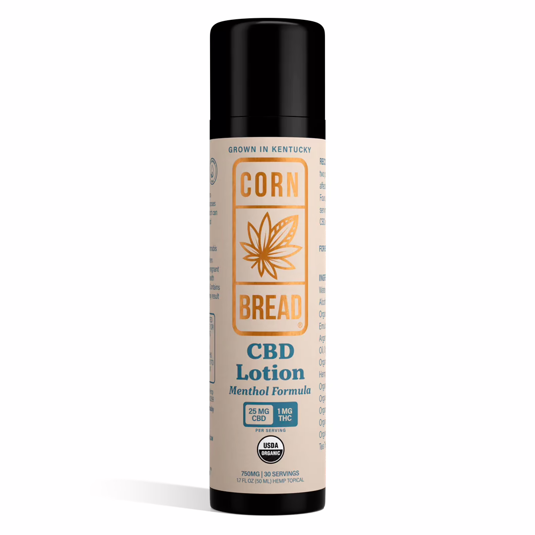 Cornbread Hemp, CBD Lotion + Menthol, Full Spectrum, 1.7fl oz, 30mg THC + 750mg CBD