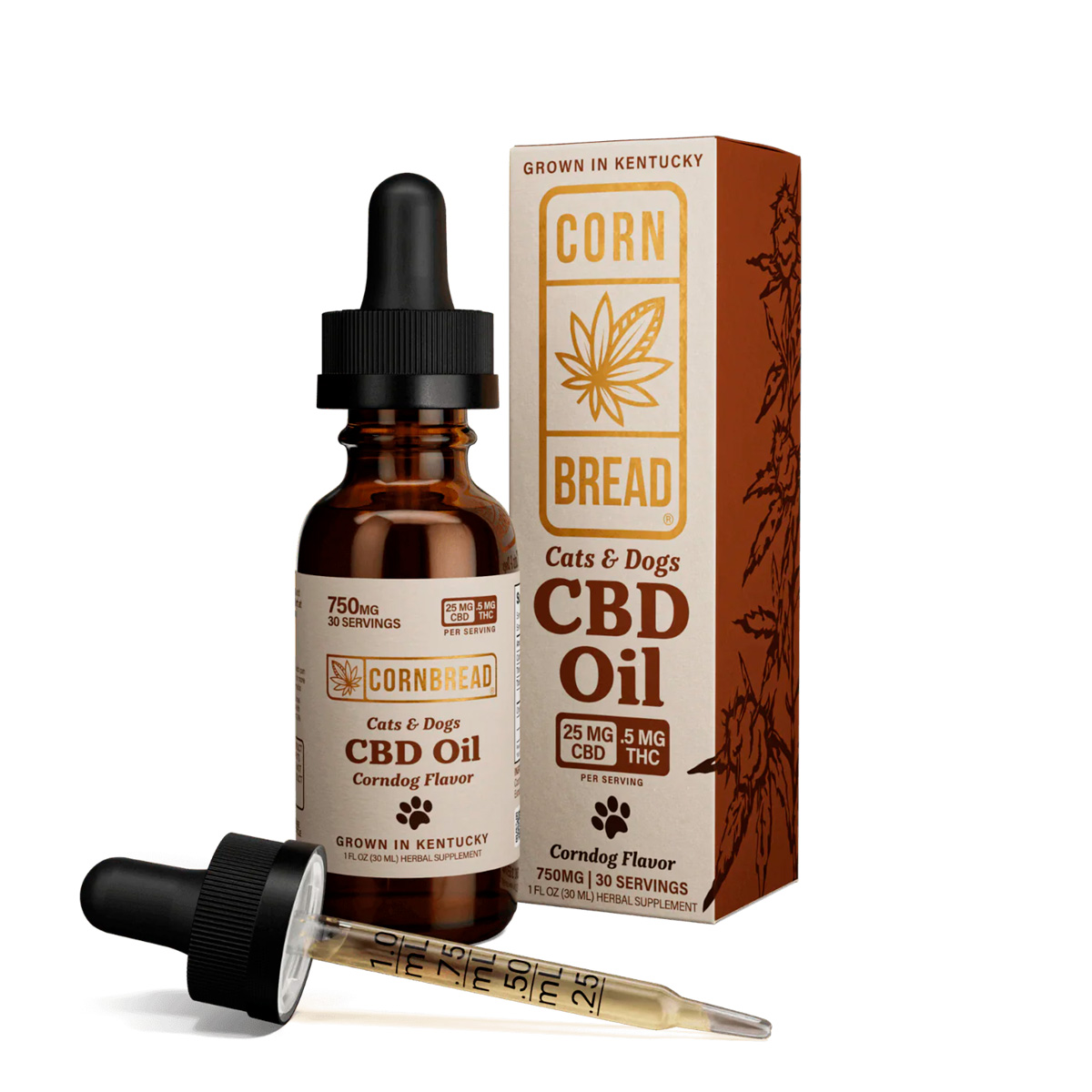 Cornbread Hemp, CBD Oil for Pets, Corndog, Full Spectrum, 1fl oz, 15mg THC + 750mg CBD