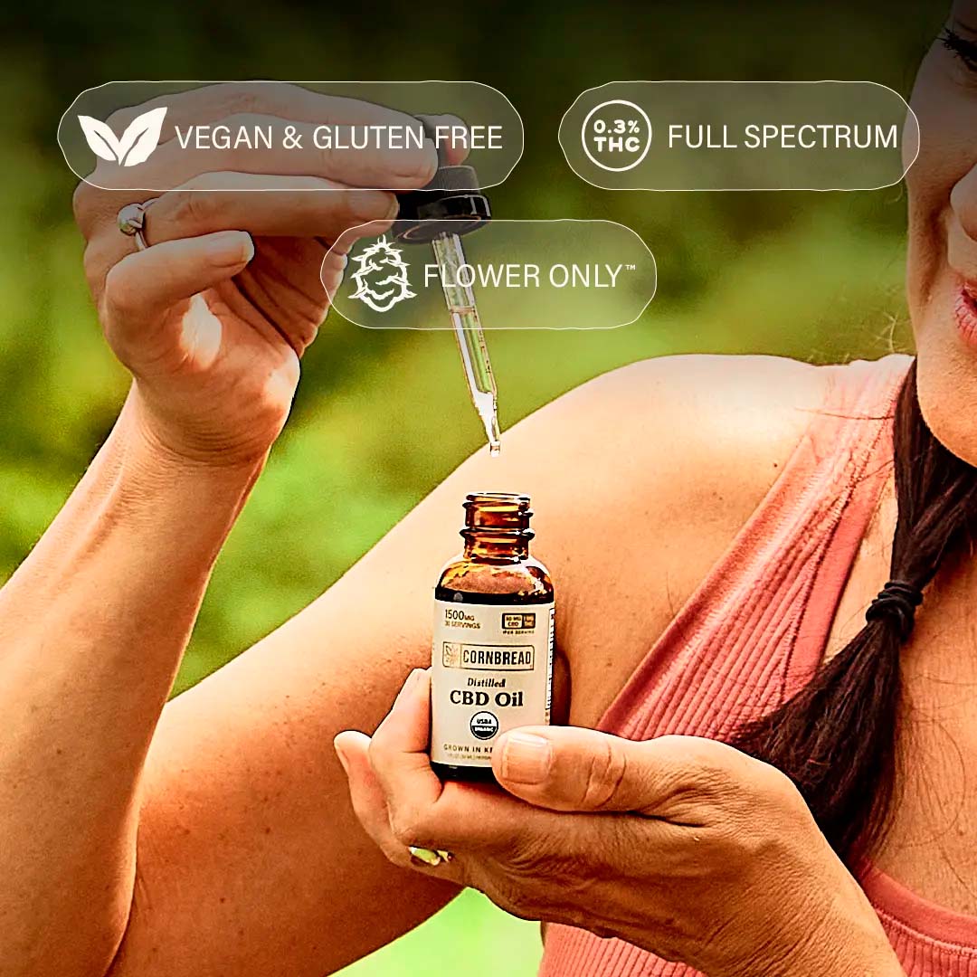 Cornbread Hemp, Distilled CBD Oil, Full Spectrum, 1fl oz, 15mg THC + 750mg CBD