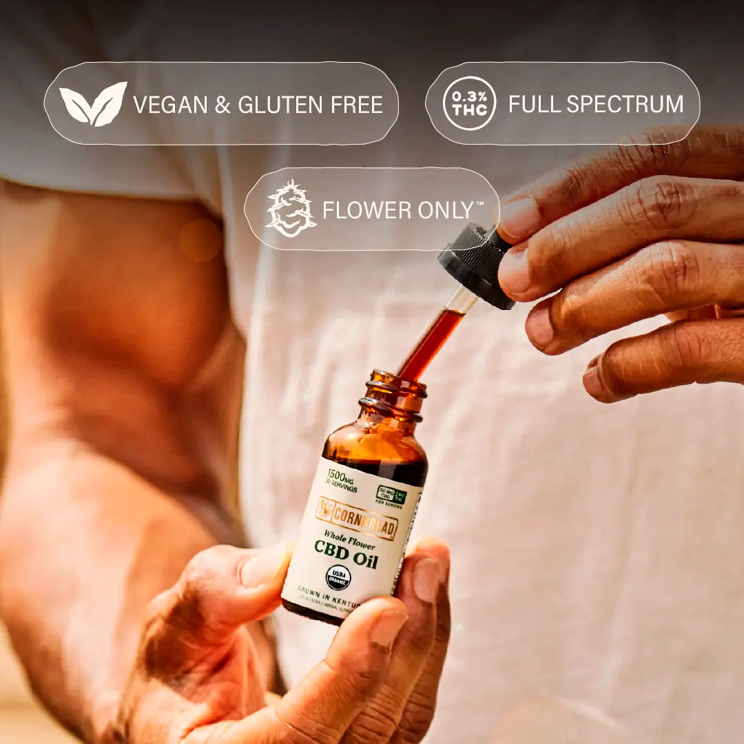 Cornbread Hemp, Whole Flower CBD Oil, Full Spectrum, 1fl oz, 60mg THC + 1500mg CBD