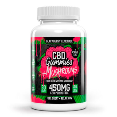 Hemp Bombs, Focus CBG + CBD Gummies with Mushrooms, Blackberry Lemonade, Isolate THC-Free, 30ct, 450mg CBD + 450mg CBG