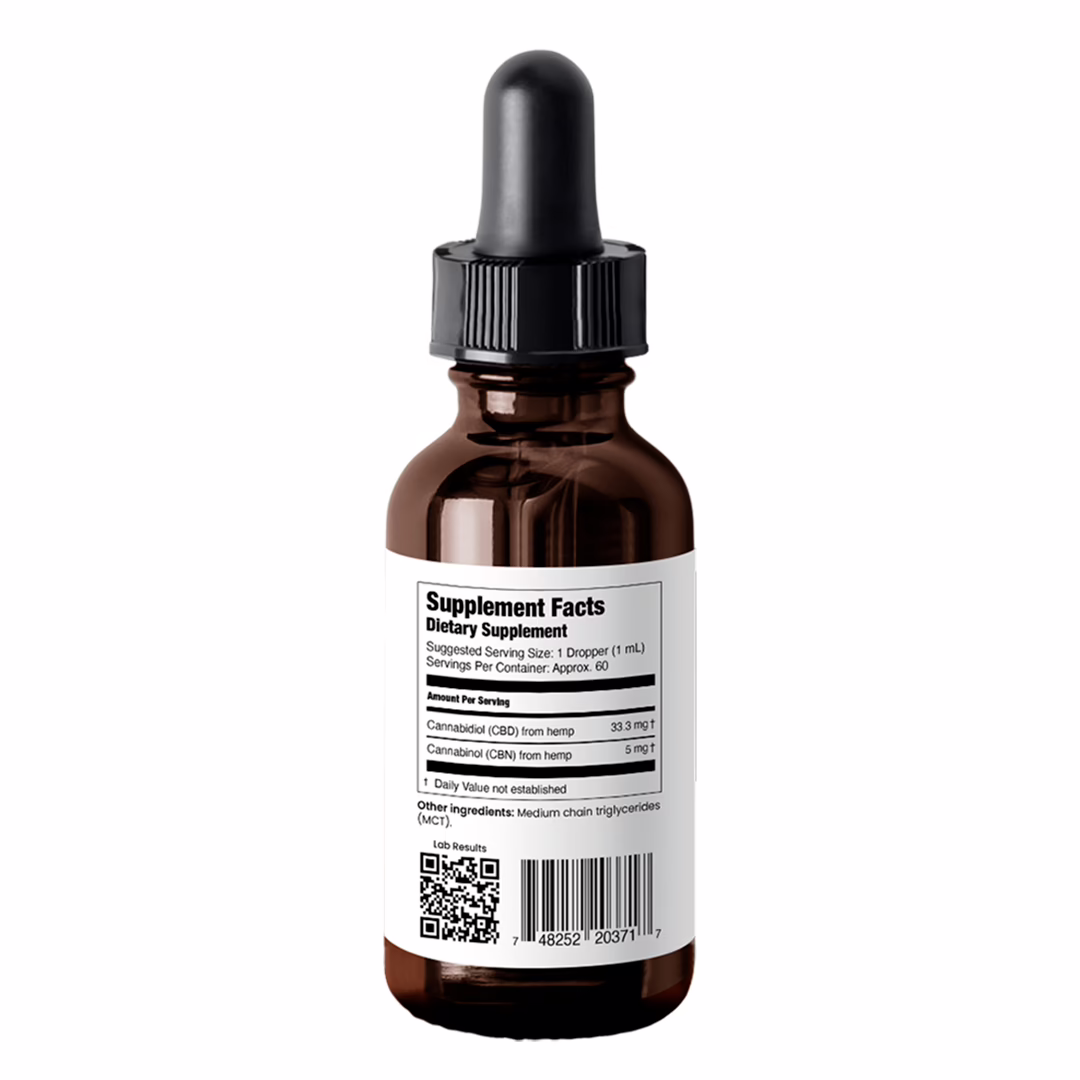 HempMeds, RSHO Calm Support CBD+CBN Oil, Isolate THC-Free, 2fl oz, 300mg CBN + 2000mg CBD