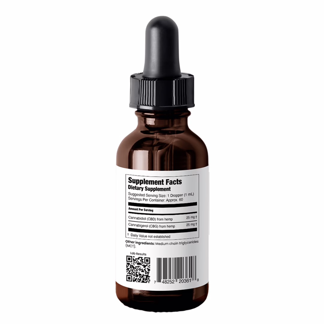 HempMeds, RSHO Focus Support CBD+CBG Oil, Isolate THC-Free, 2fl oz, 1500mg CBG + 1500mg CBD