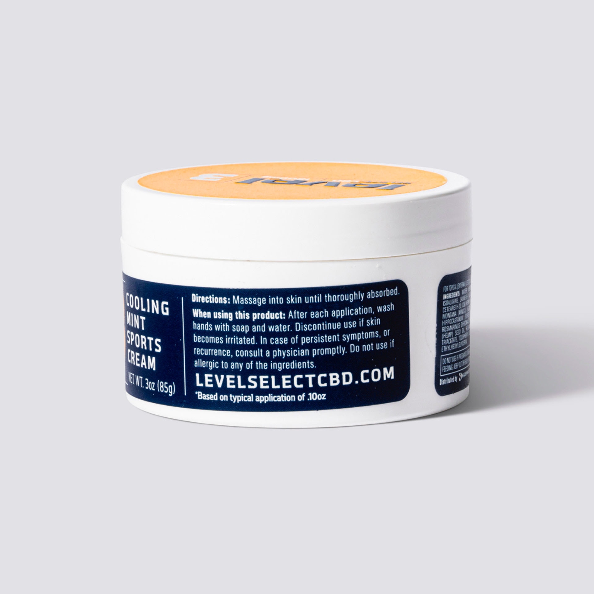 Level Select CBD, LVL 3 Sport CBD Cream, Cooling Mint, Broad Spectrum THC-Free, 3oz, 1800mg CBD