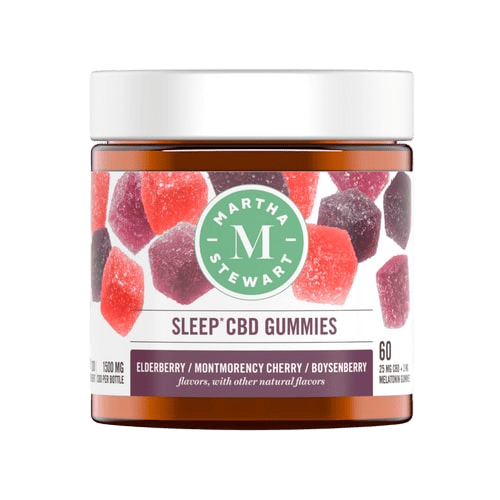 Martha Stewart CBD, Sleep CBD Gummies with Melatonin, Elderberry Cherry Boysenberry, Isolate THC-Free, 60ct, 1500mg CBD