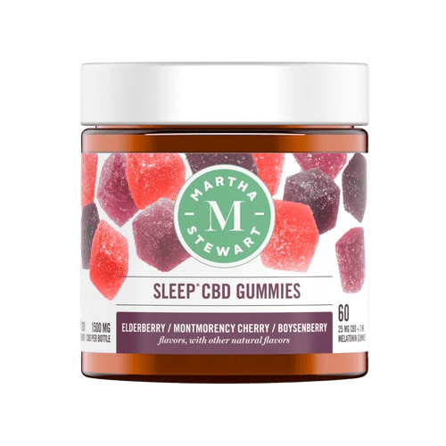 Martha Stewart CBD, Sleep CBD Gummies with Melatonin, Elderberry Cherry Boysenberry, Isolate THC-Free, 60ct, 1500mg CBD