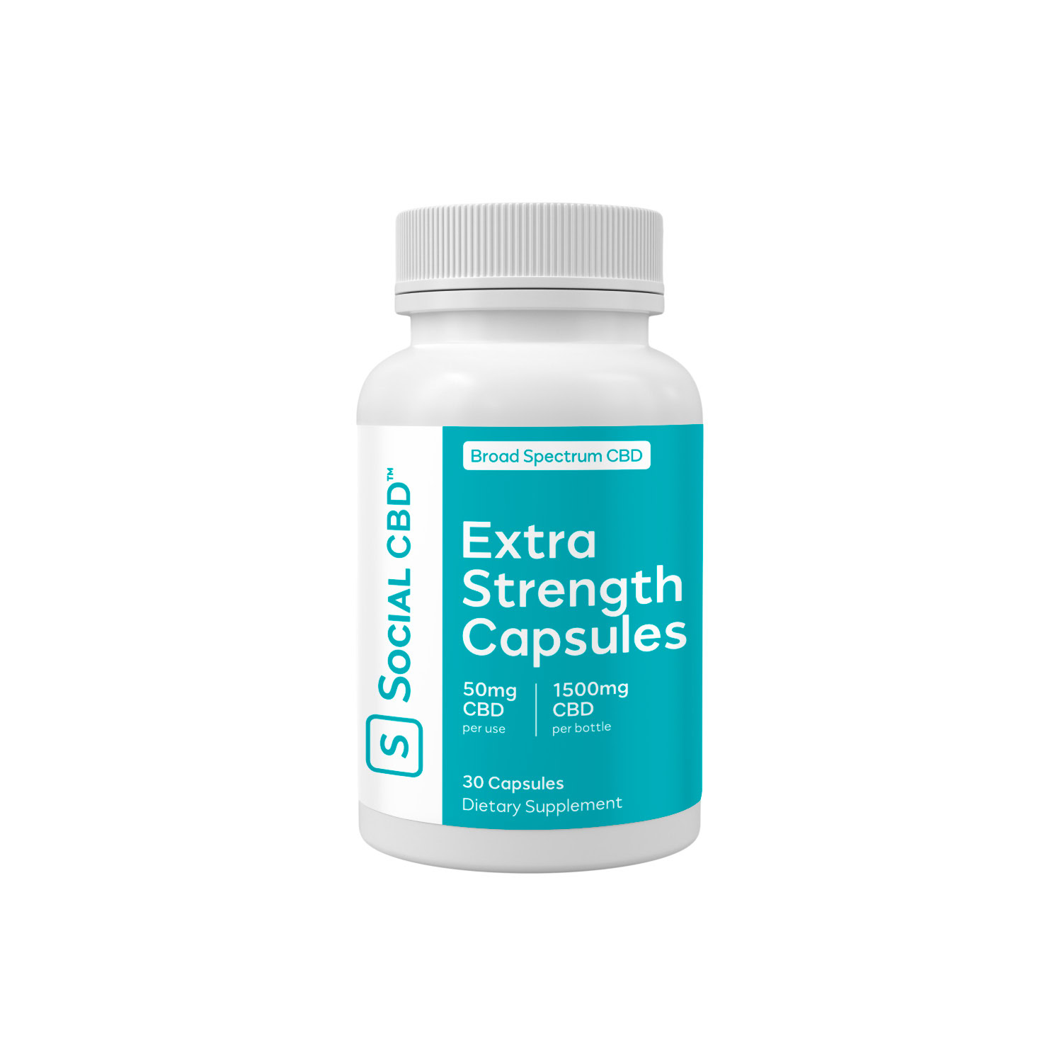 Social CBD, Extra Strength CBD Gel Capsules, Broad Spectrum THC-Free, 30ct, 1500mg CBD