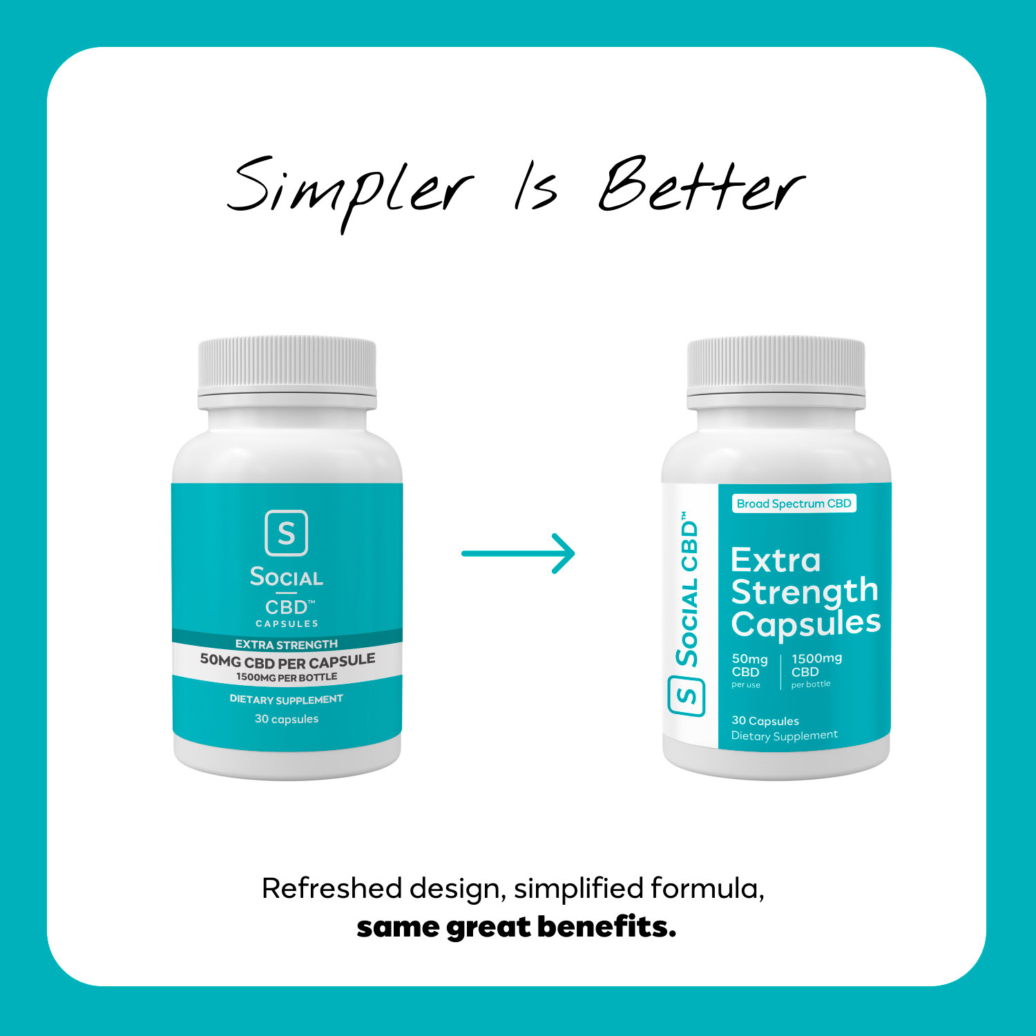 Social CBD, Extra Strength CBD Gel Capsules, Broad Spectrum THC-Free, 30ct, 1500mg CBD