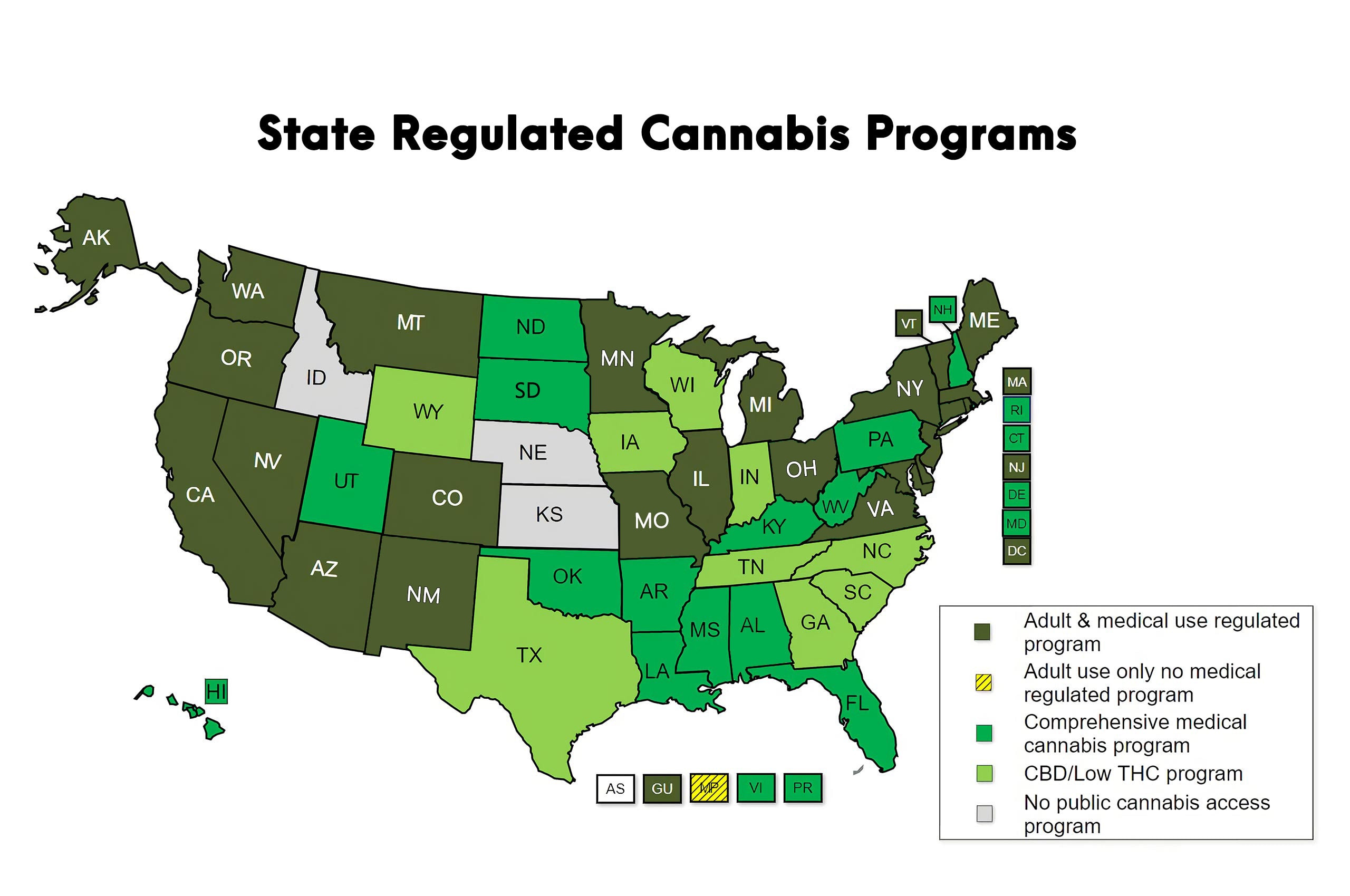 Map of CBD Legality in All States of America in 2021
