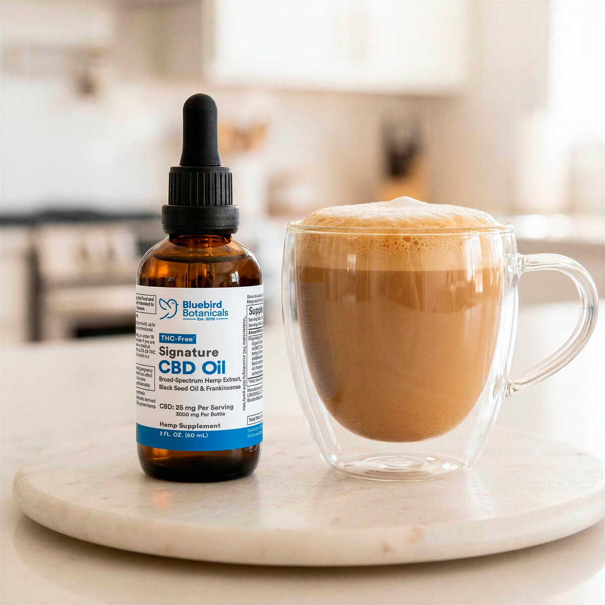 Bluebird Botanicals, Extra Strength Signature CBD Oil 25mg, Broad Spectrum THC-Free, 2fl oz, 3000mg CBD