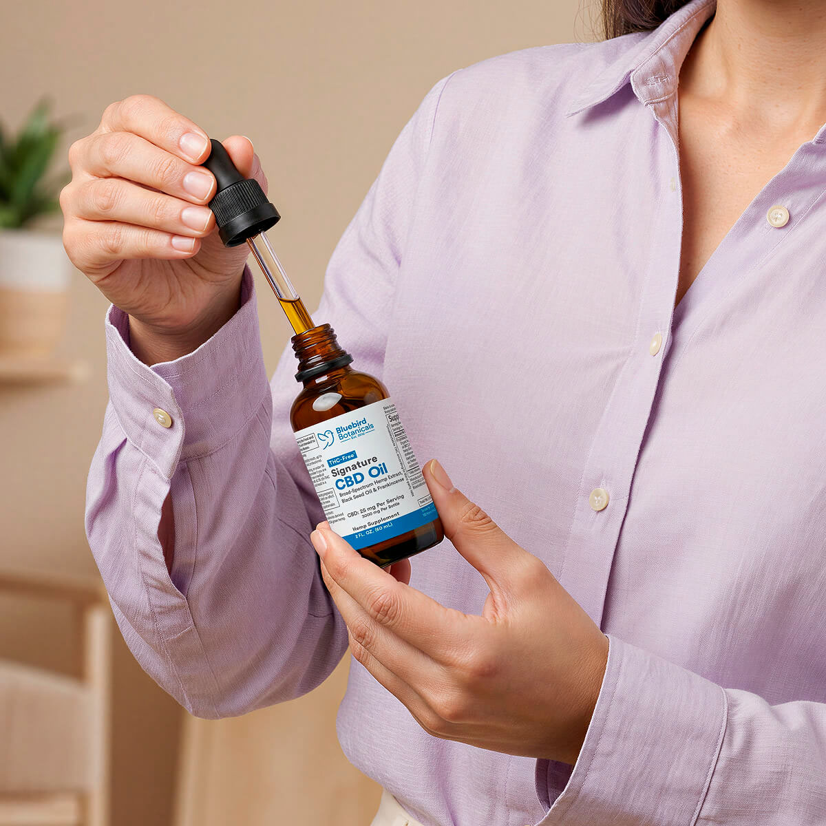 Bluebird Botanicals, Extra Strength Signature CBD Oil 25mg, Broad Spectrum THC-Free, 2fl oz, 3000mg CBD
