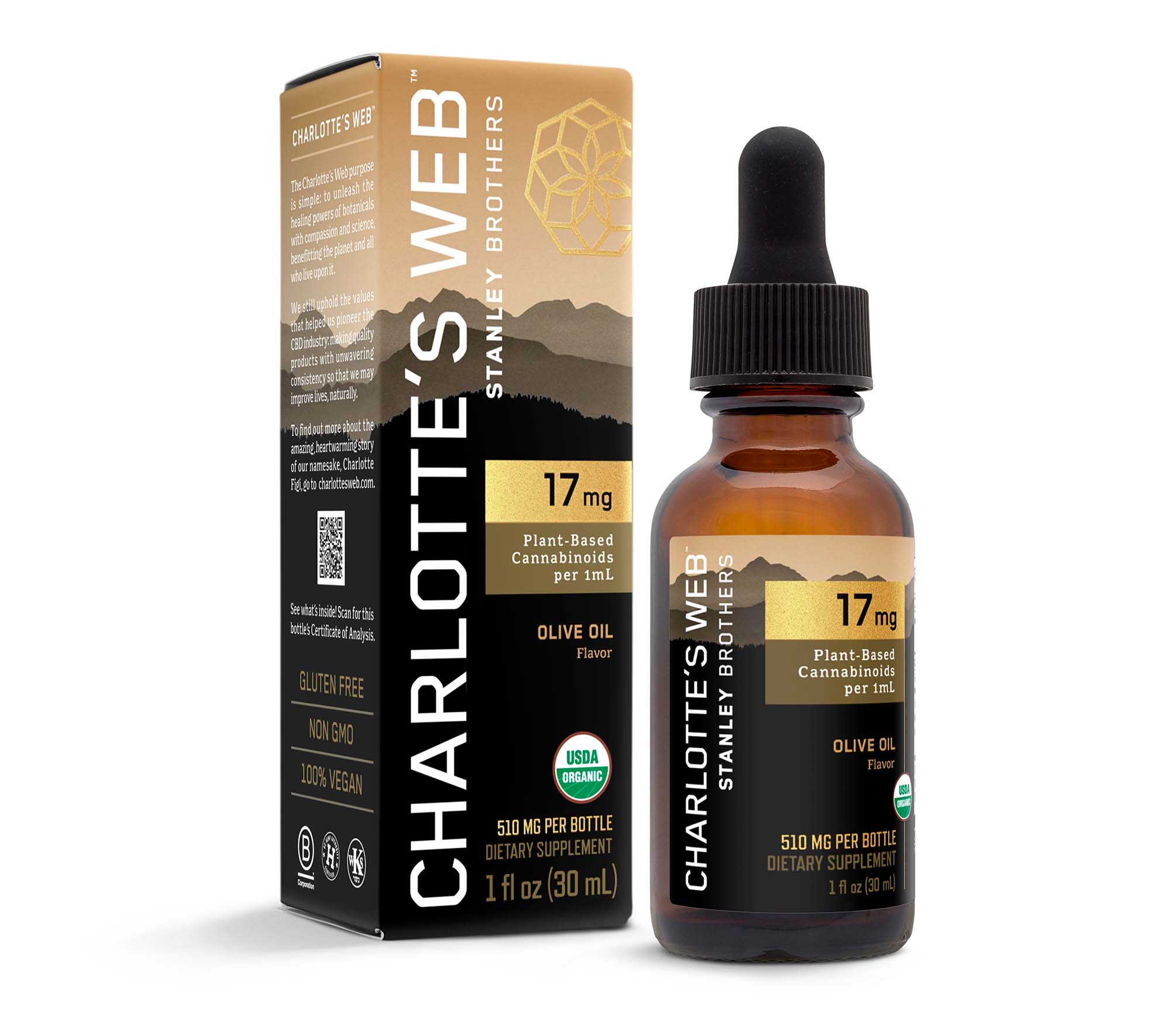 Charlotte's Web, CBD Oil 17mg, Olive Oil Natural, Full Spectrum, 30mL, 510mg CBD