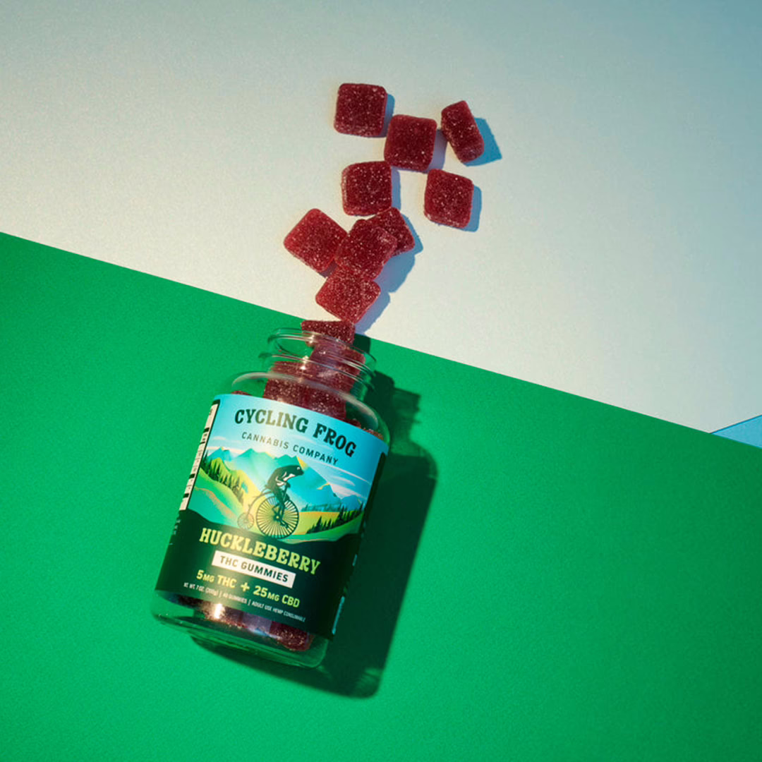 Cycling Frog, 5mg THC + 25mg CBD Gummies, Huckleberry, Full Spectrum, 40ct, 200mg THC + 1000mg CBD