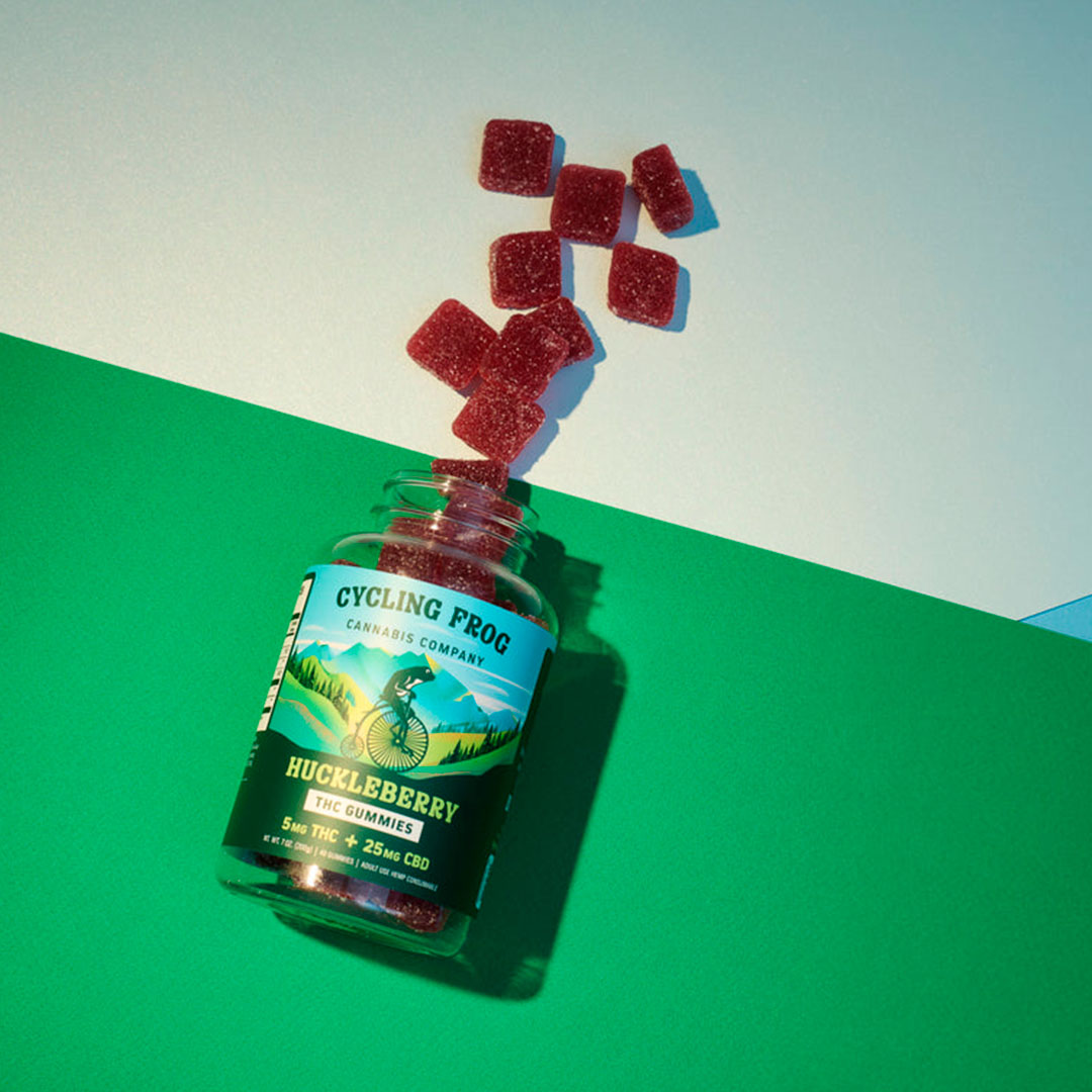 Cycling Frog, 5mg THC + 25mg CBD Gummies, Huckleberry, Full Spectrum, 40ct, 200mg THC + 1000mg CBD