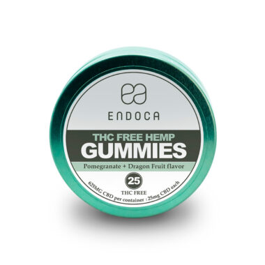 Endoca, CBD Gummies 25mg, Pomegranate + Dragon Fruit, Isolate THC-Free, 25ct, 625mg CBD