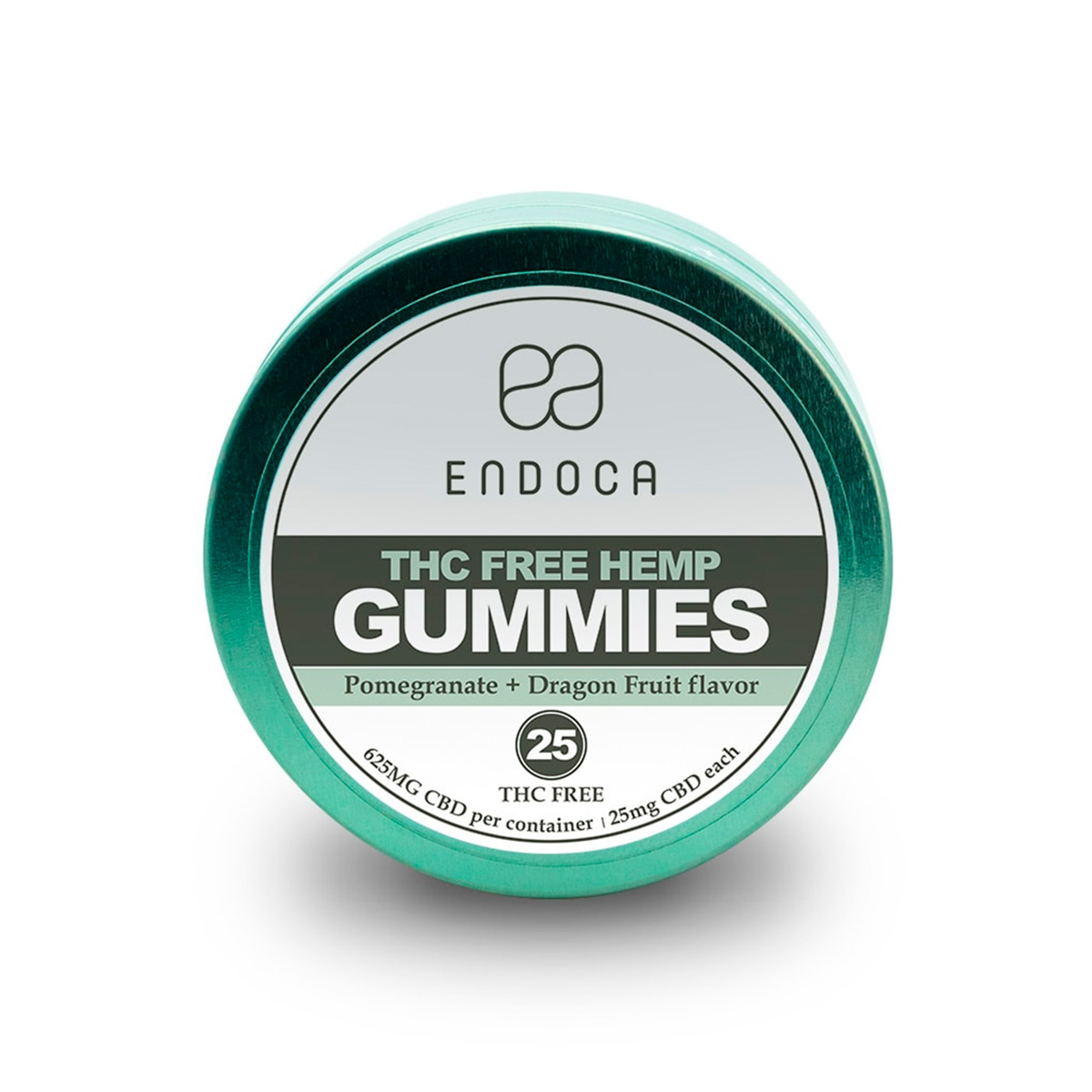 Endoca, CBD Gummies 25mg, Pomegranate + Dragon Fruit, Isolate THC-Free, 25ct, 625mg CBD