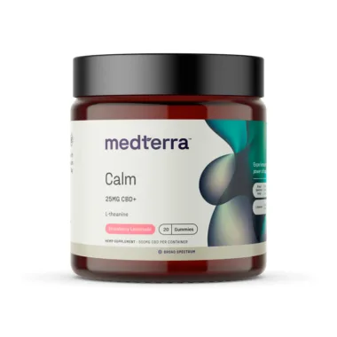 Medterra, Calm 25mg CBD+ Gummies, Strawberry Lemonade, Broad Spectrum THC-Free, 20ct, 500mg CBD