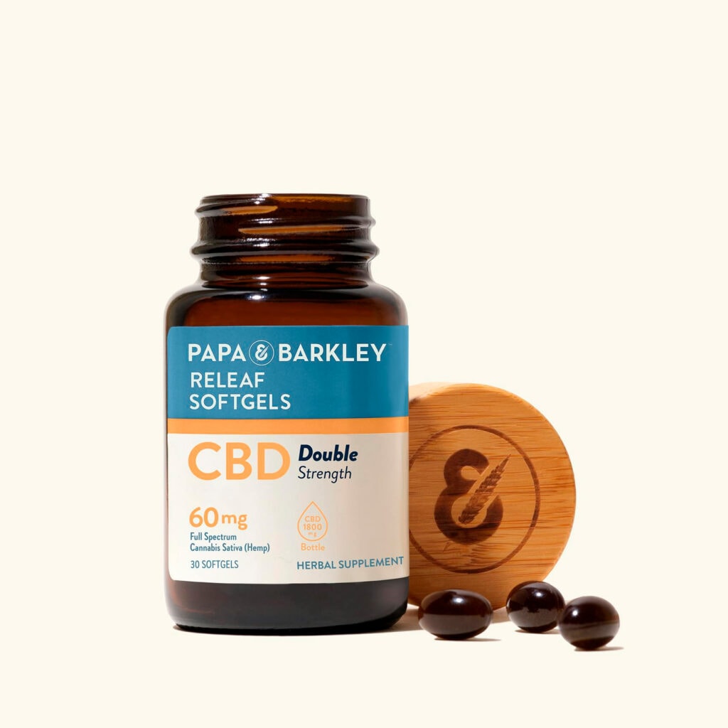 Papa & Barkley, CBD Releaf Softgels Double Strength 60mg, Full Spectrum, 30ct, 1800mg CBD