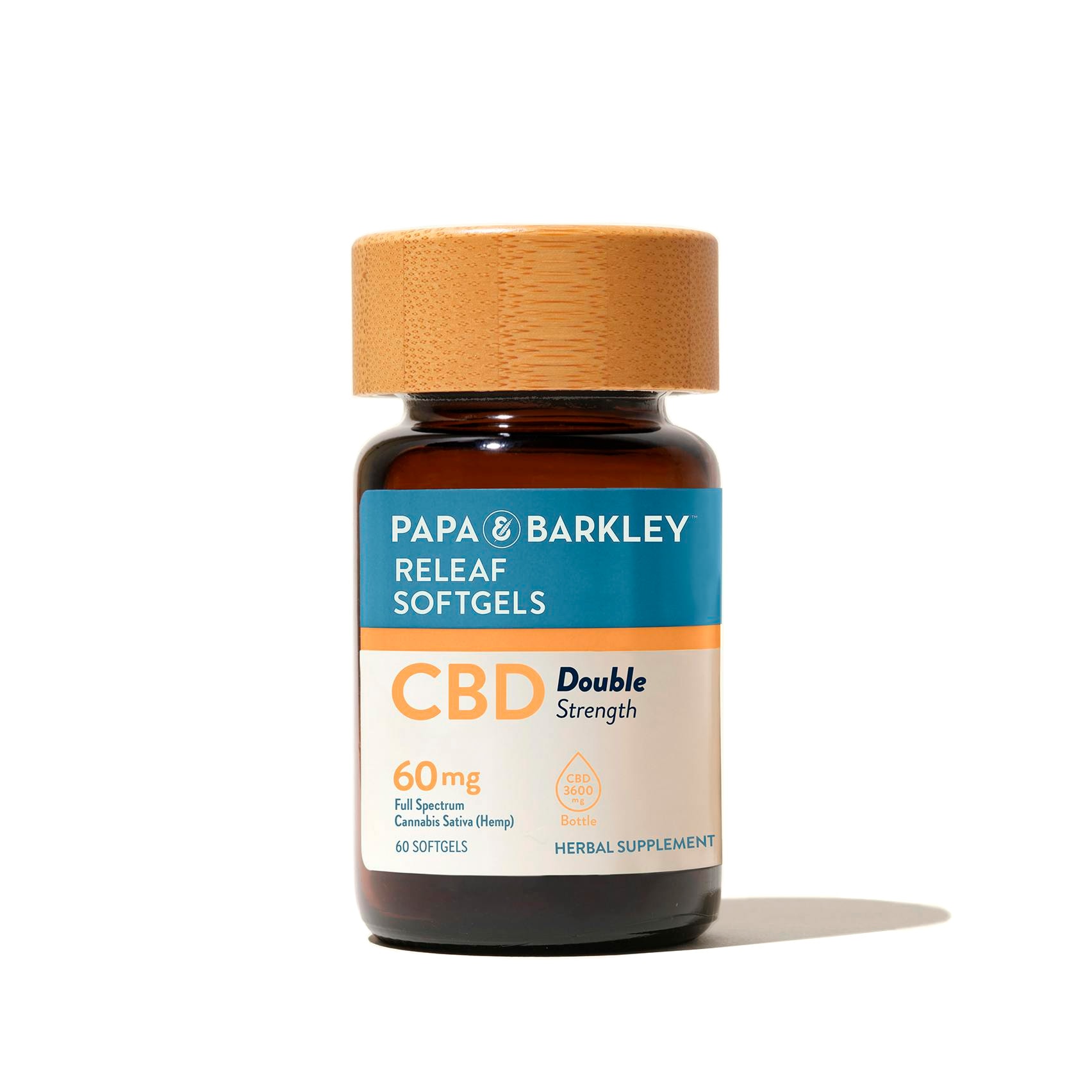 Papa & Barkley, CBD Releaf Softgels Double Strength 60mg, Full Spectrum, 60ct, 3600mg CBD