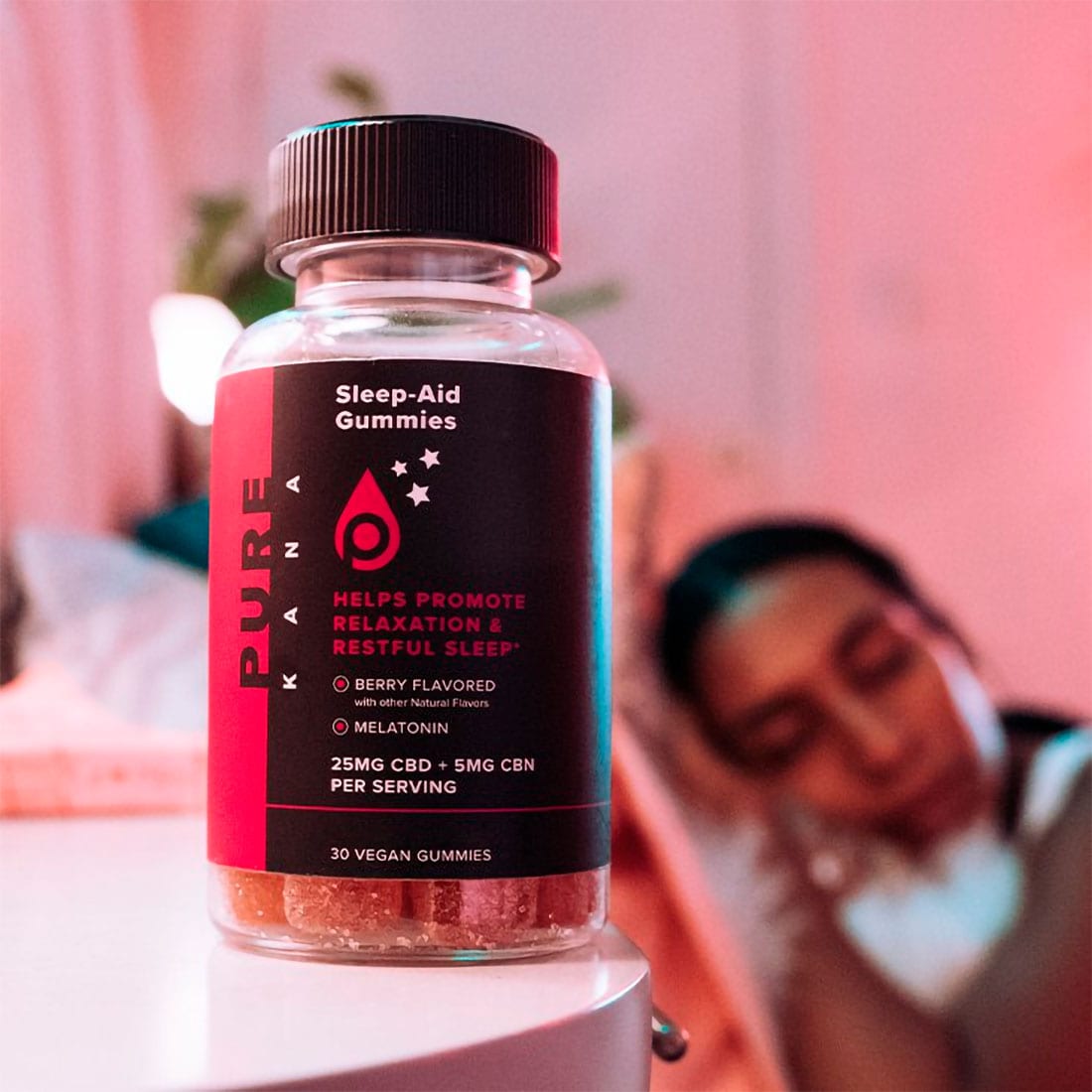 Purekana, CBD + CBN Vegan Gummies with Melatonin for Sleep, Berry, Broad Spectrum THC-Free, 30ct, 150mg CBN + 750mg CBD