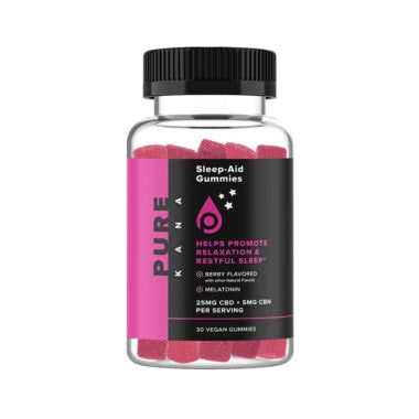 Purekana, CBD + CBN Vegan Gummies with Melatonin for Sleep, Berry, Broad Spectrum THC-Free, 30ct, 150mg CBN + 750mg CBD