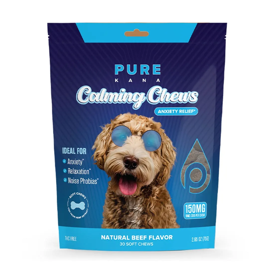 Purekana, CBD Calming Dog Treats for Anxiety, Natural Beef, Broad