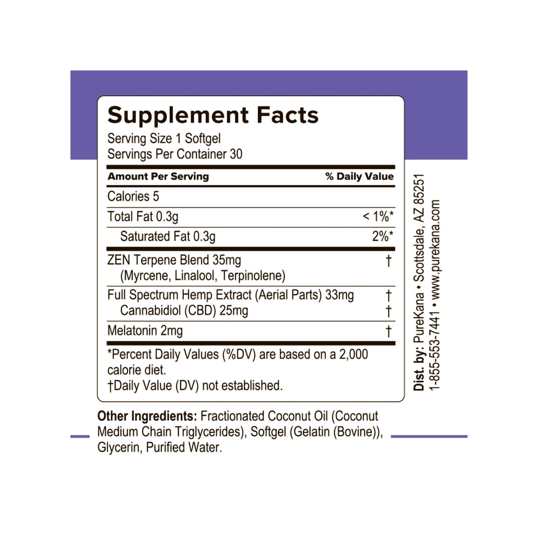 Purekana, CBD Sleep-Aid PM Capsules + Melatonin, Full Spectrum, 30ct, 750mg CBD