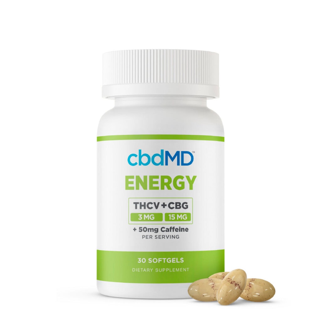 cbdMD, THCV + CBG Energy Softgels with Caffeine, Full Spectrum, 30ct, 90mg THCV + 450mg CBG