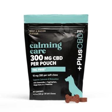 PlusCBD, Calming Care CBD Pet Chews, Beef & Bacon, Isolate THC-Free, 30ct, 300mg CBD