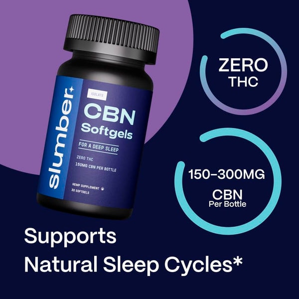 Slumber, CBN Softgels for Sleep, Isolate THC-Free, 60ct, 300mg CBN
