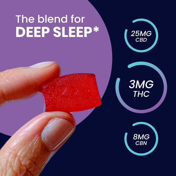 Slumber, Deep Zzzs CBD+CBN+THC Gummies For Sleep, Lemon Raspberry, Full Spectrum, 30ct, 240mg CBN + 90mg THC + 750mg CBD