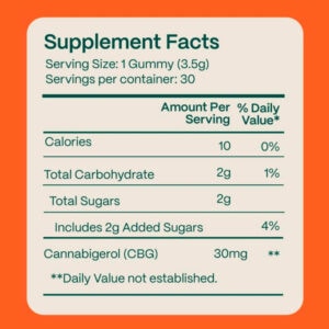 Slumber, Extra Strength CBG Gummies, Green Apple, Isolate THC-Free, 30ct, 900mg CBG
