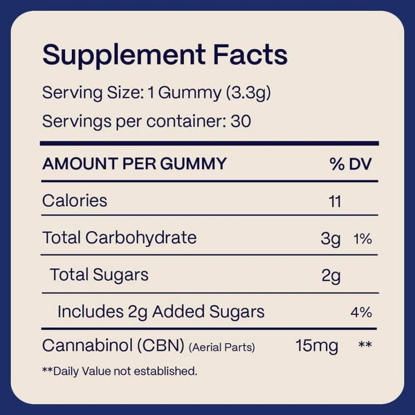 Slumber, Extra Strength CBN Gummies for Sleep, Vanilla Blueberry, Isolate THC-Free, 30ct, 450mg CBN