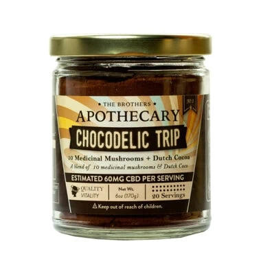 The Brothers Apothecary, Chocodelic Trip Mushroom & CBD Hot Chocolate, Isolate THC-Free, 6oz, 1200mg CBD