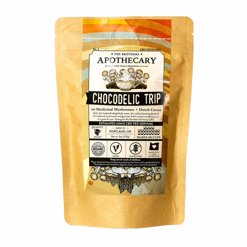 The Brothers Apothecary, Chocodelic Trip Mushroom & CBD Hot Chocolate, Isolate THC-Free, 6oz, 1200mg CBD The Brothers Apothecary, Chocodelic Trip Mushroom & CBD Hot Chocolate, Isolate THC-Free, 6oz, 1200mg CBD
